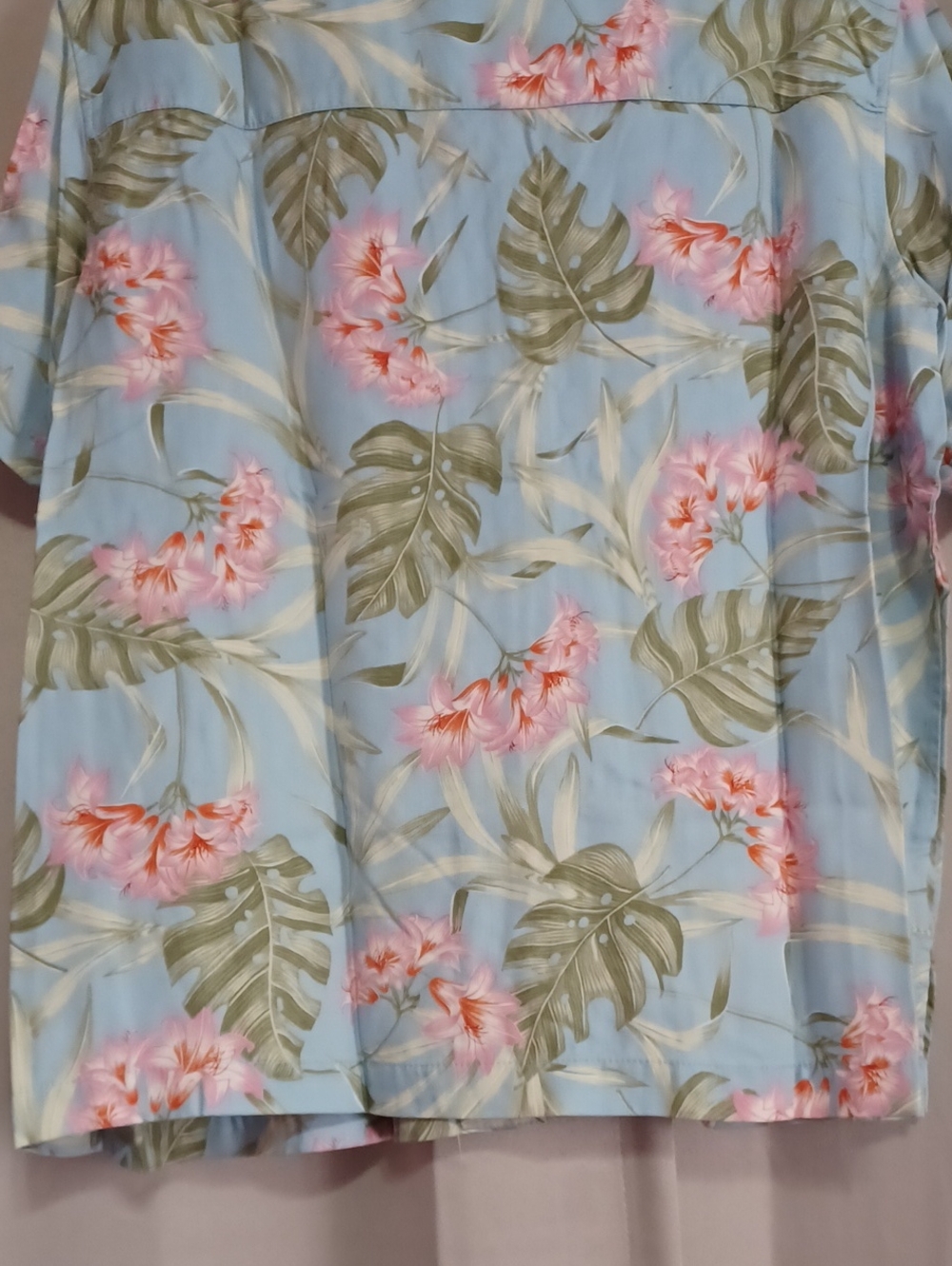 Vintage Caribbean Joe Women's Plus 2X Tropical Hawaiian Shirt Pastel Blue Pink - Picture 11 of 14